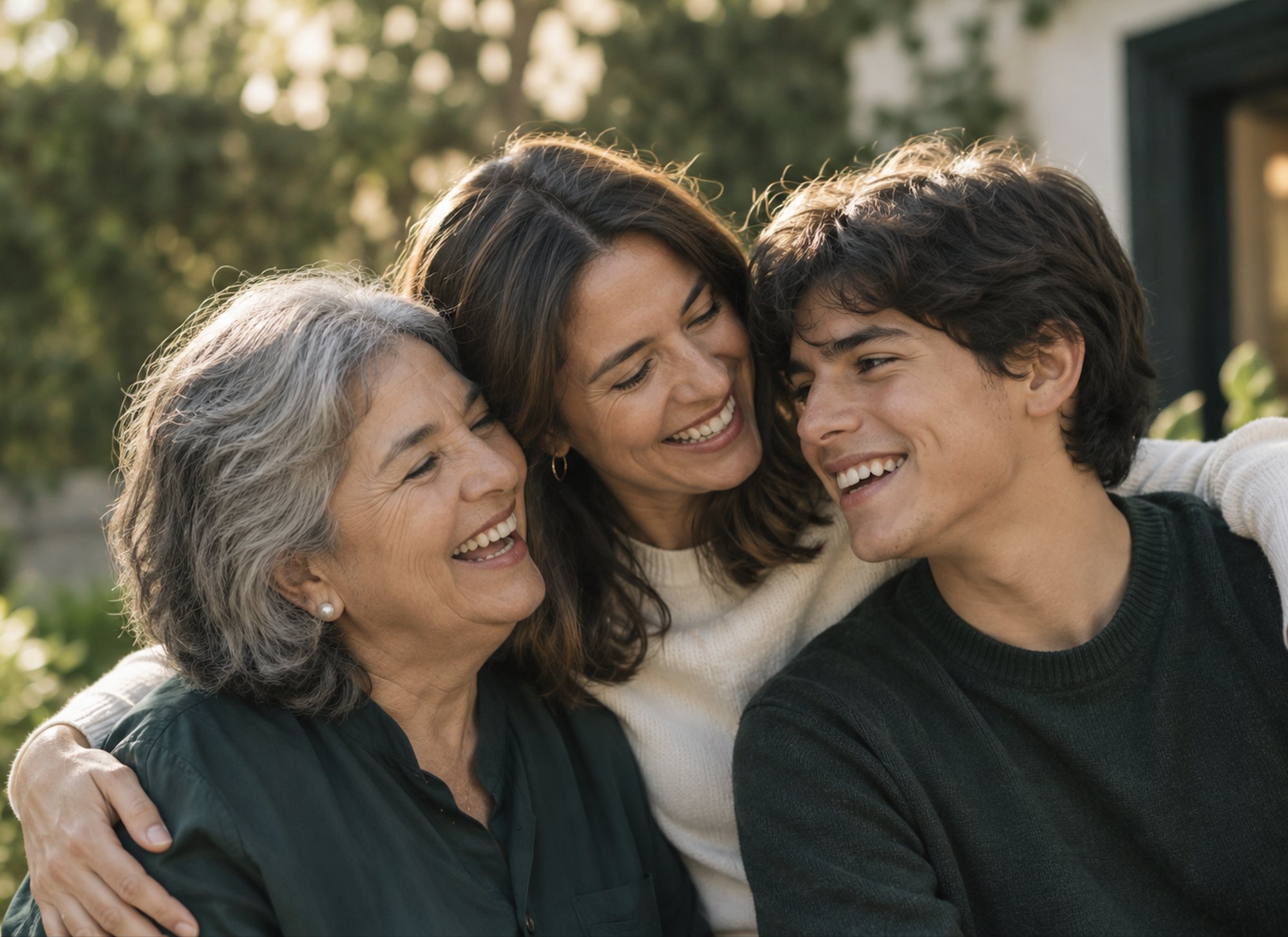Familia abrazada